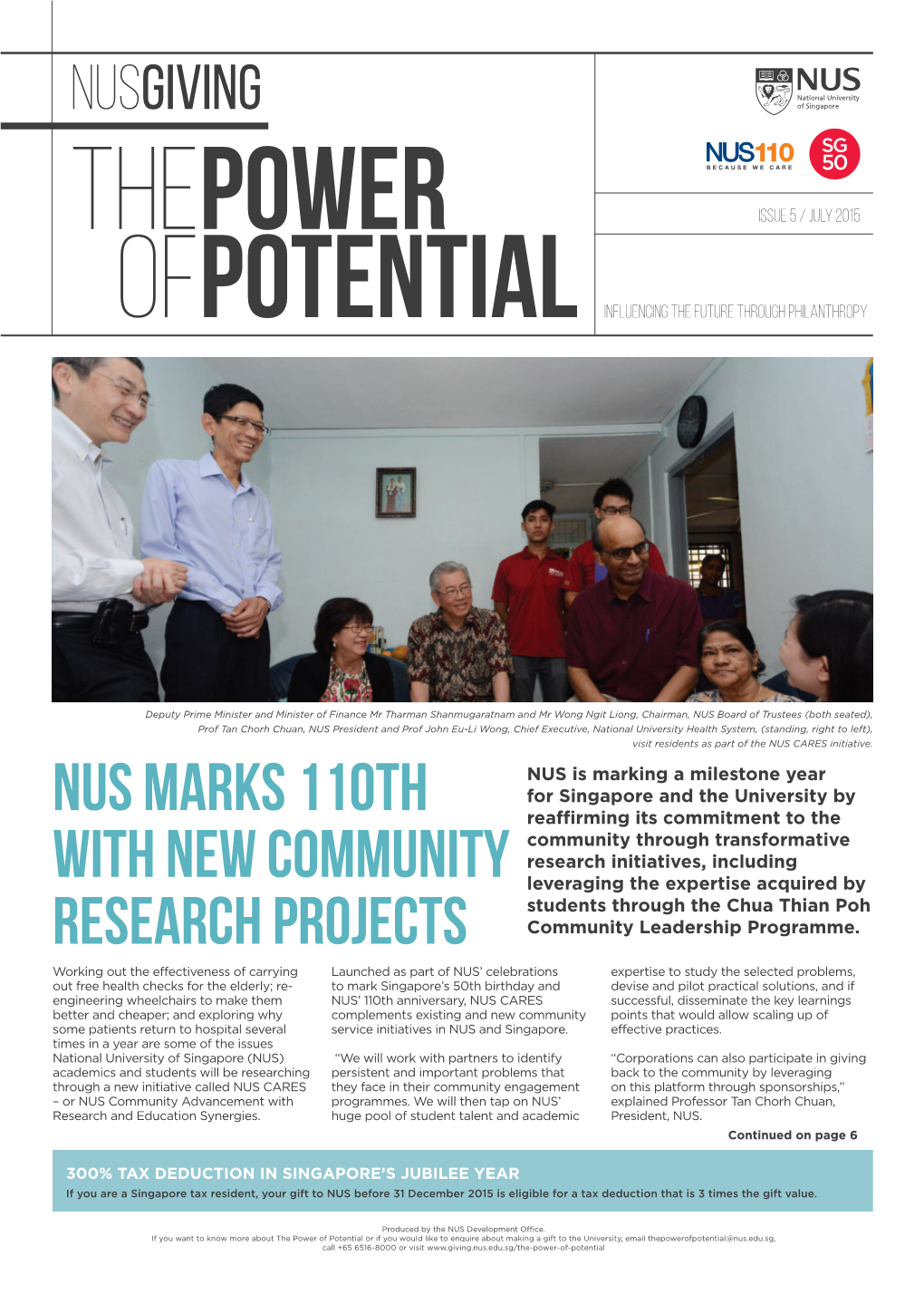 NUS Marks 110Th with New Community Research Projects