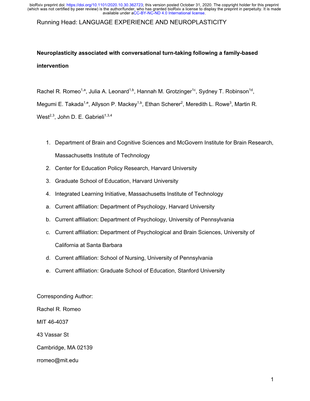 Neuroplasticity Associated with Conversational Turn-Taking Following a Family-Based