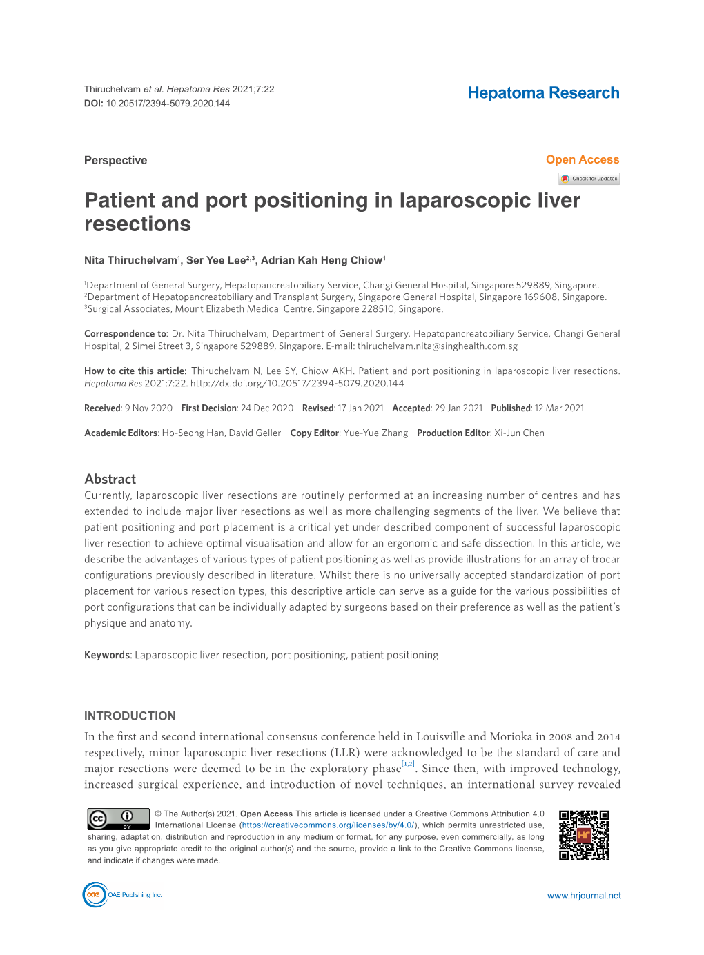 Patient and Port Positioning in Laparoscopic Liver Resections