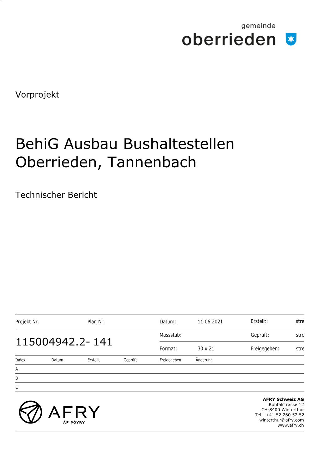 Behig Ausbau Bushaltestellen Oberrieden, Tannenbach