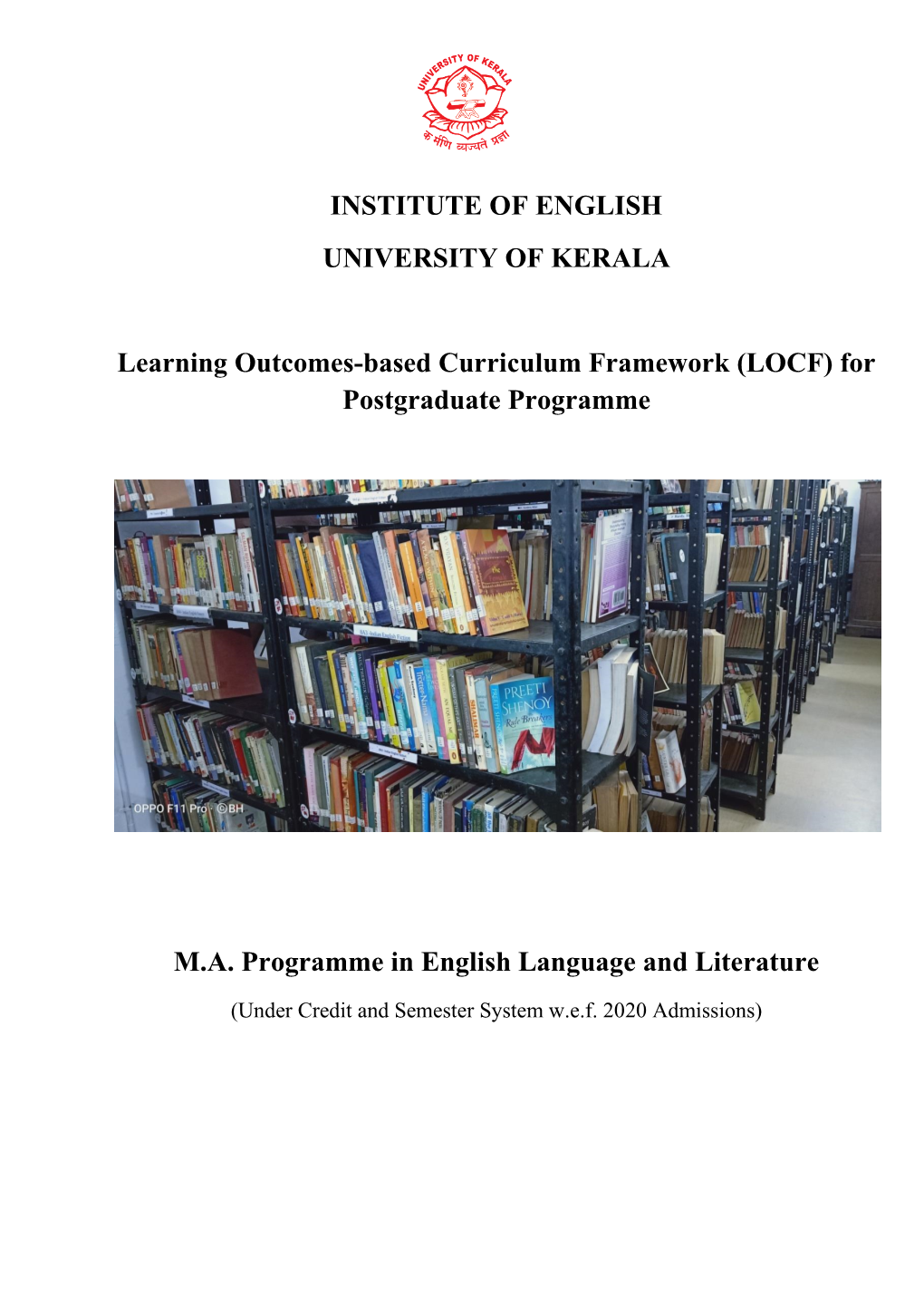 INSTITUTE of ENGLISH UNIVERSITY of KERALA Learning
