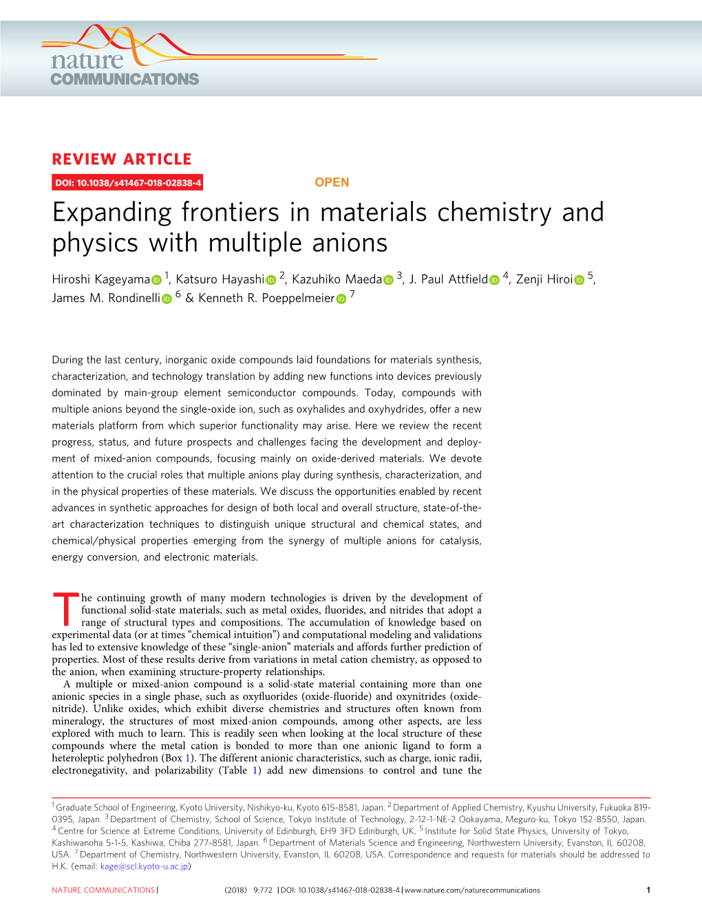 Expanding Frontiers in Materials Chemistry and Physics with Multiple Anions
