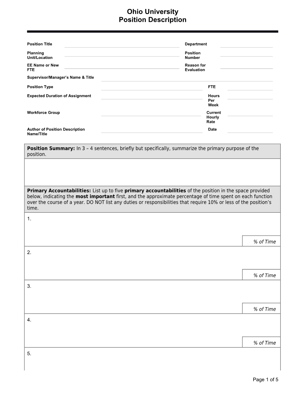 Illustrative Job Description Template