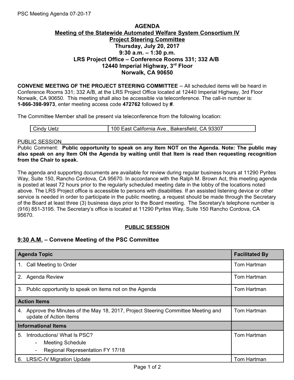 Meeting of the Statewide Automated Welfare System Consortium IV