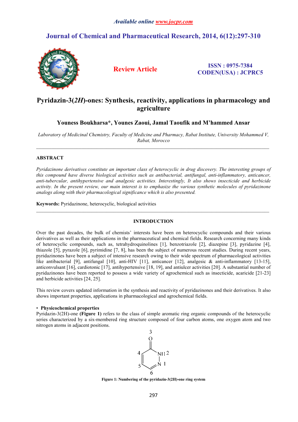 297-310 Review Article Pyridazin-3(2H)-Ones