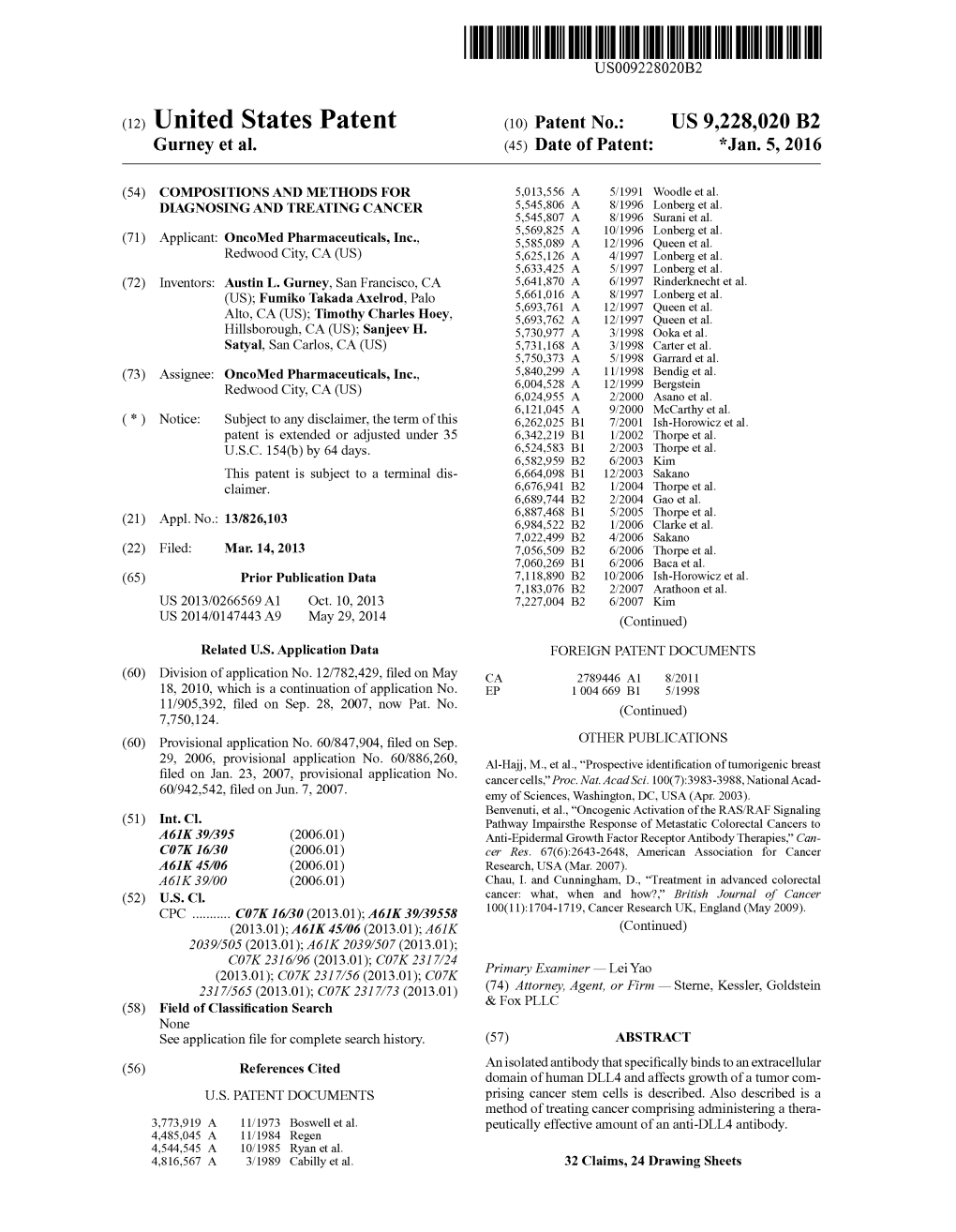 (12) United States Patent (10) Patent No.: US 9.228,020 B2 Gurney Et Al