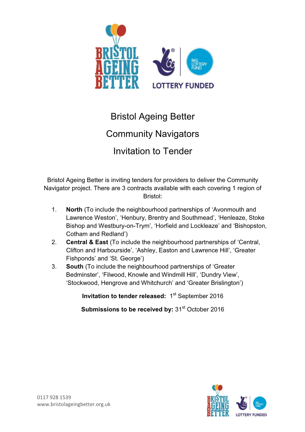Bristol Ageing Better Community Navigators Invitation to Tender