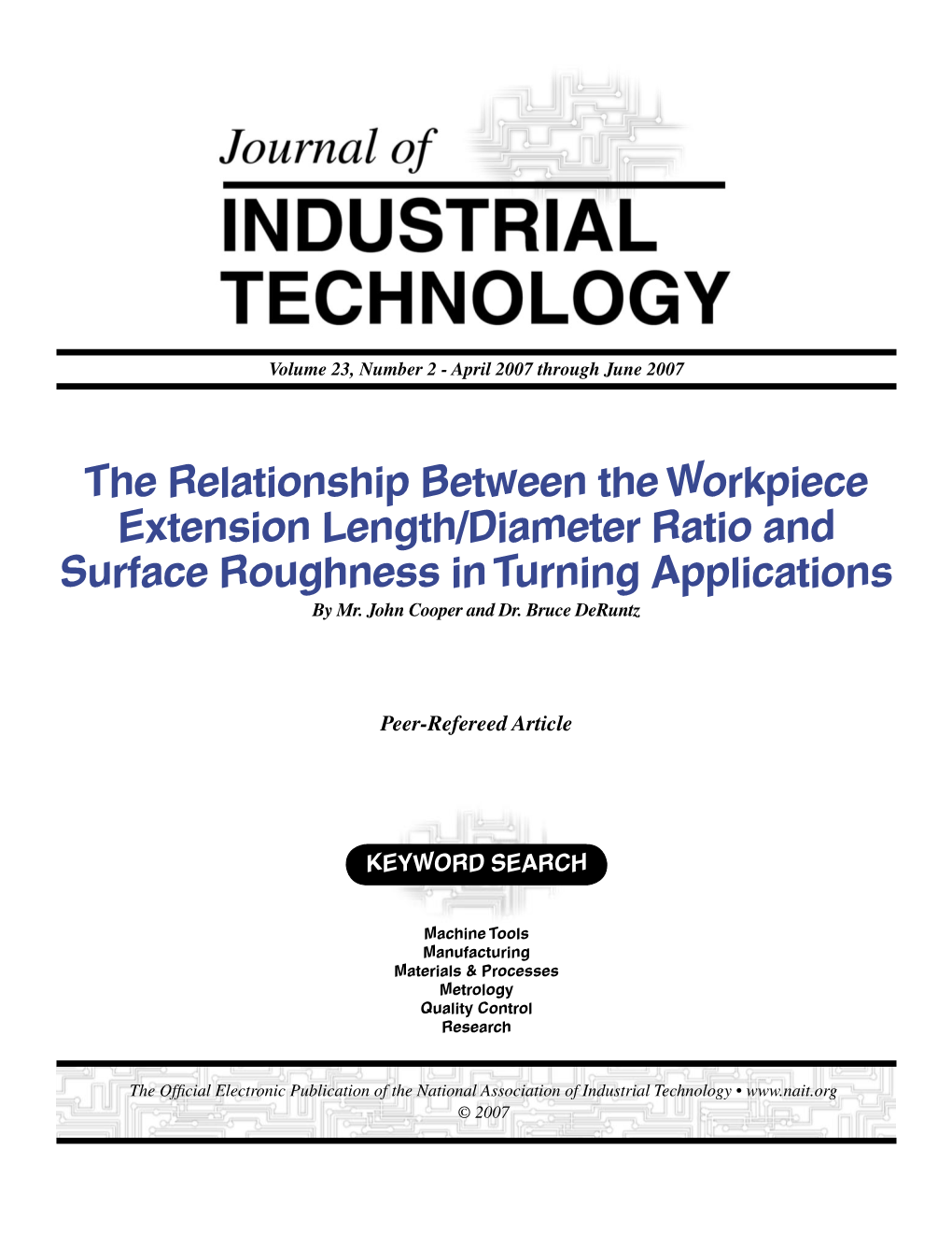 The Relationship Between the Workpiece Extension Length/Diameter Ratio and Surface Roughness in Turning Applications by Mr