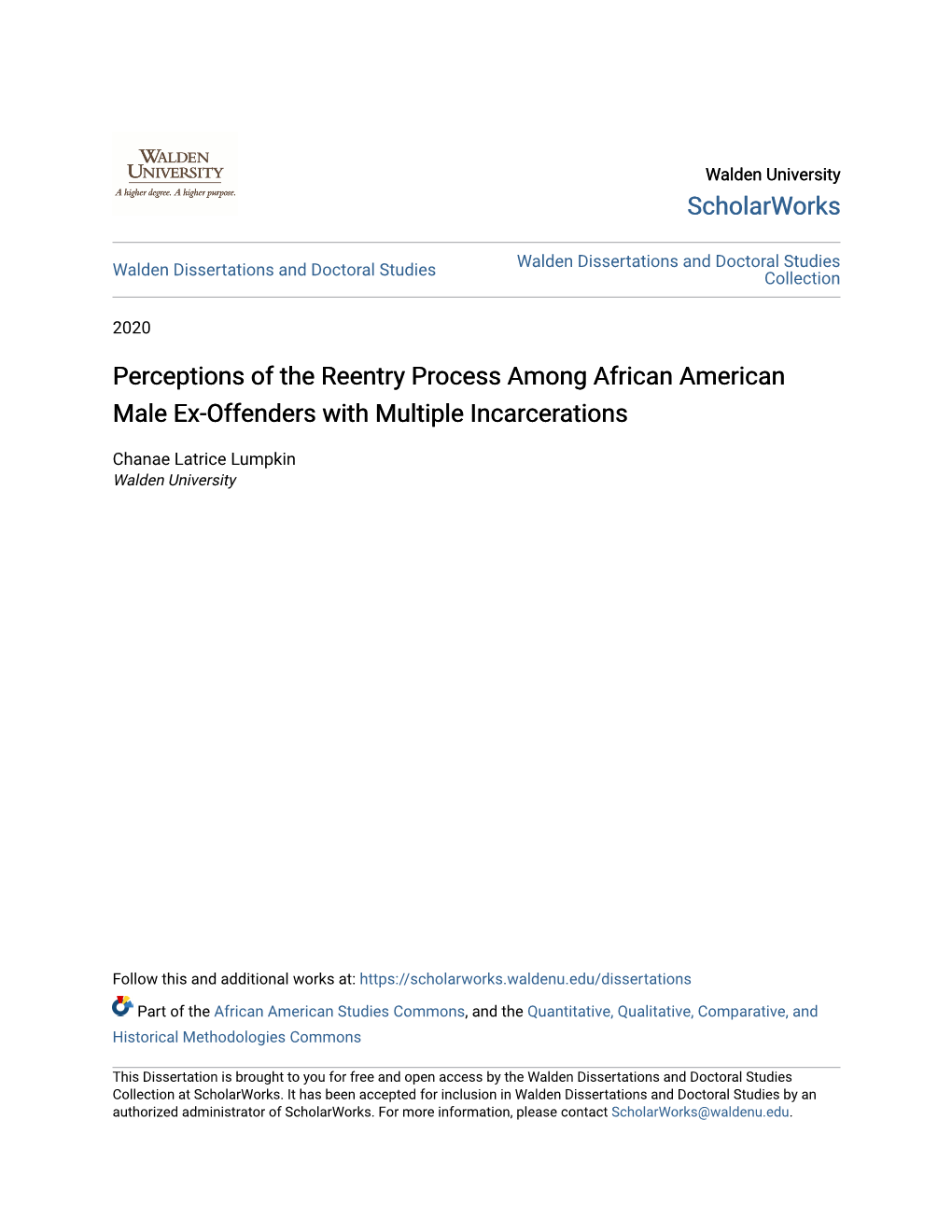 Perceptions of the Reentry Process Among African American Male Ex-Offenders with Multiple Incarcerations