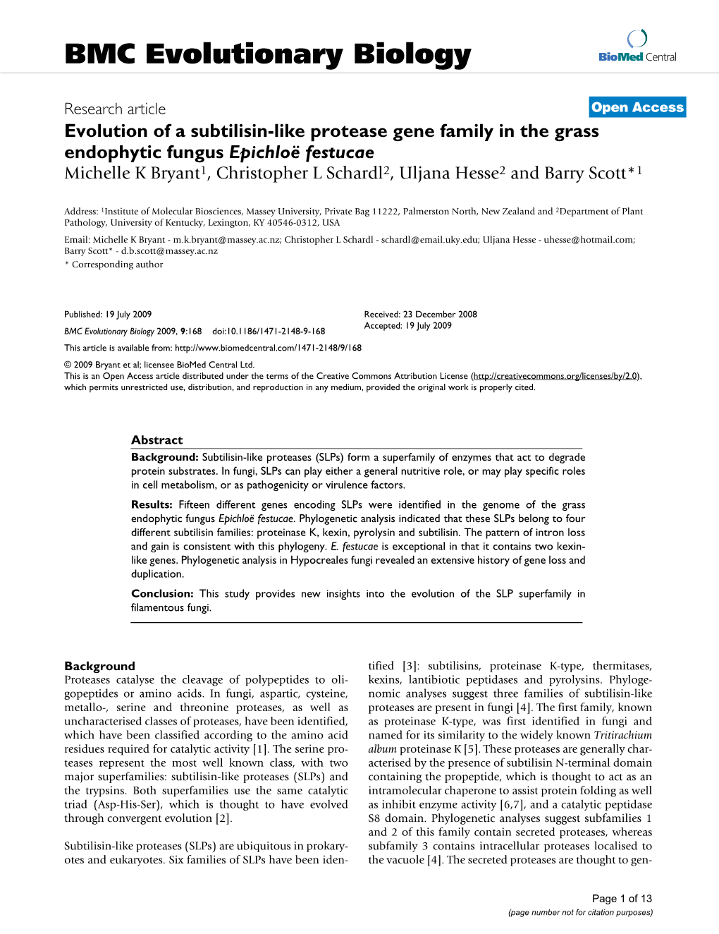 BMC Evolutionary Biology Biomed Central