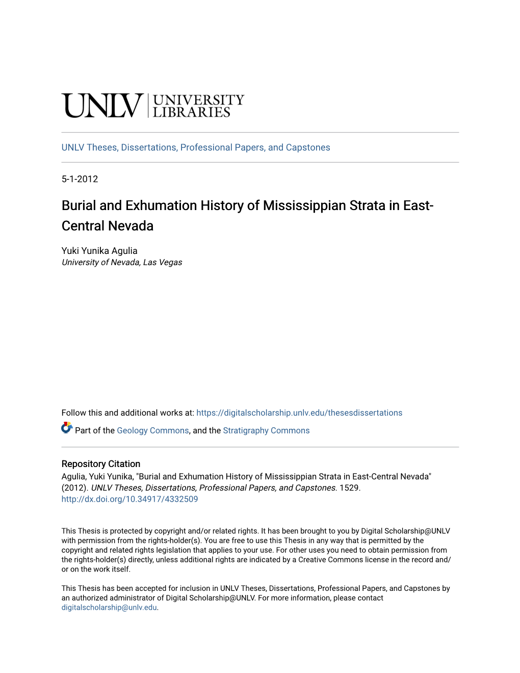 Burial and Exhumation History of Mississippian Strata in East-Central Nevada