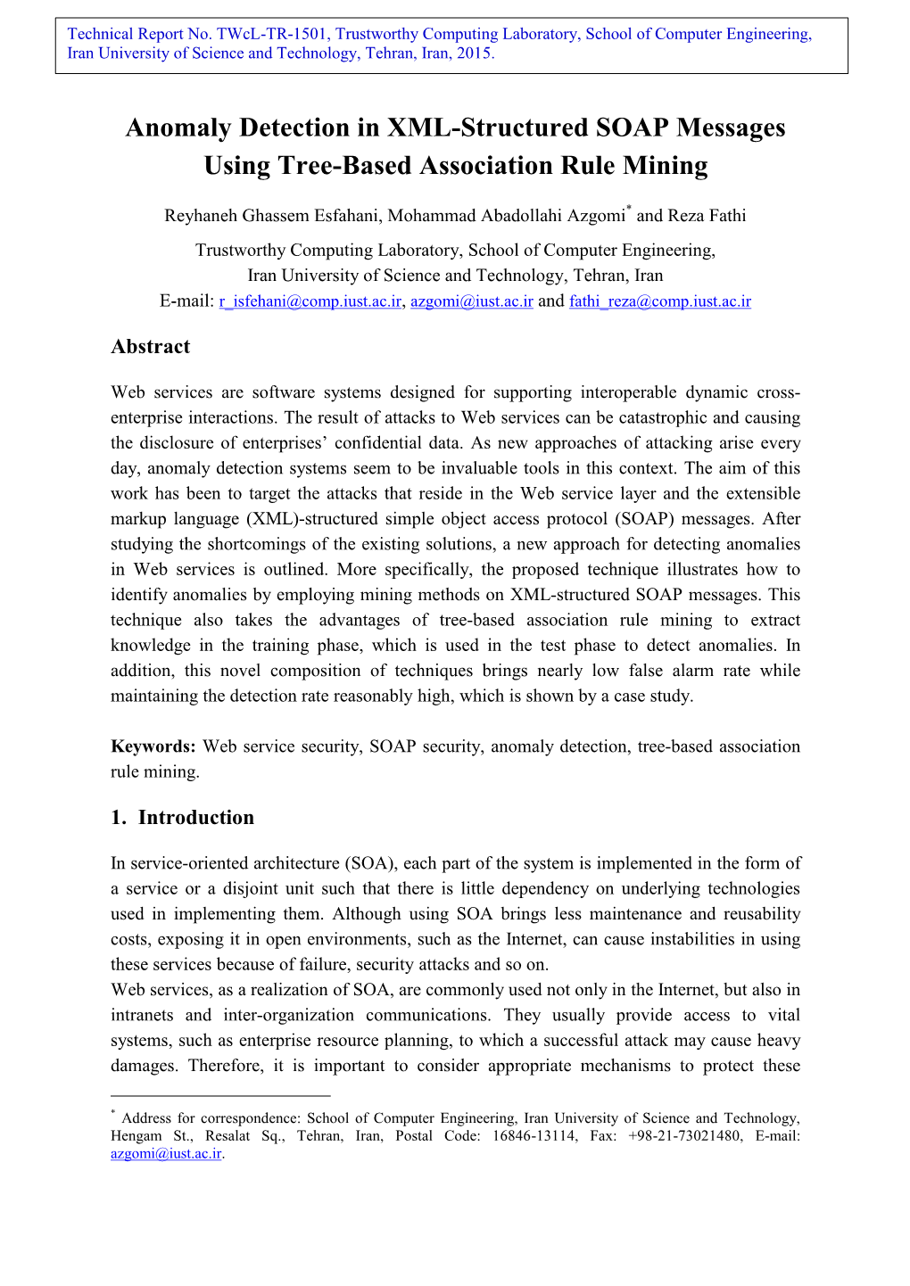 Anomaly Detection in XML-Structured SOAP Messages Using Tree-Based Association Rule Mining