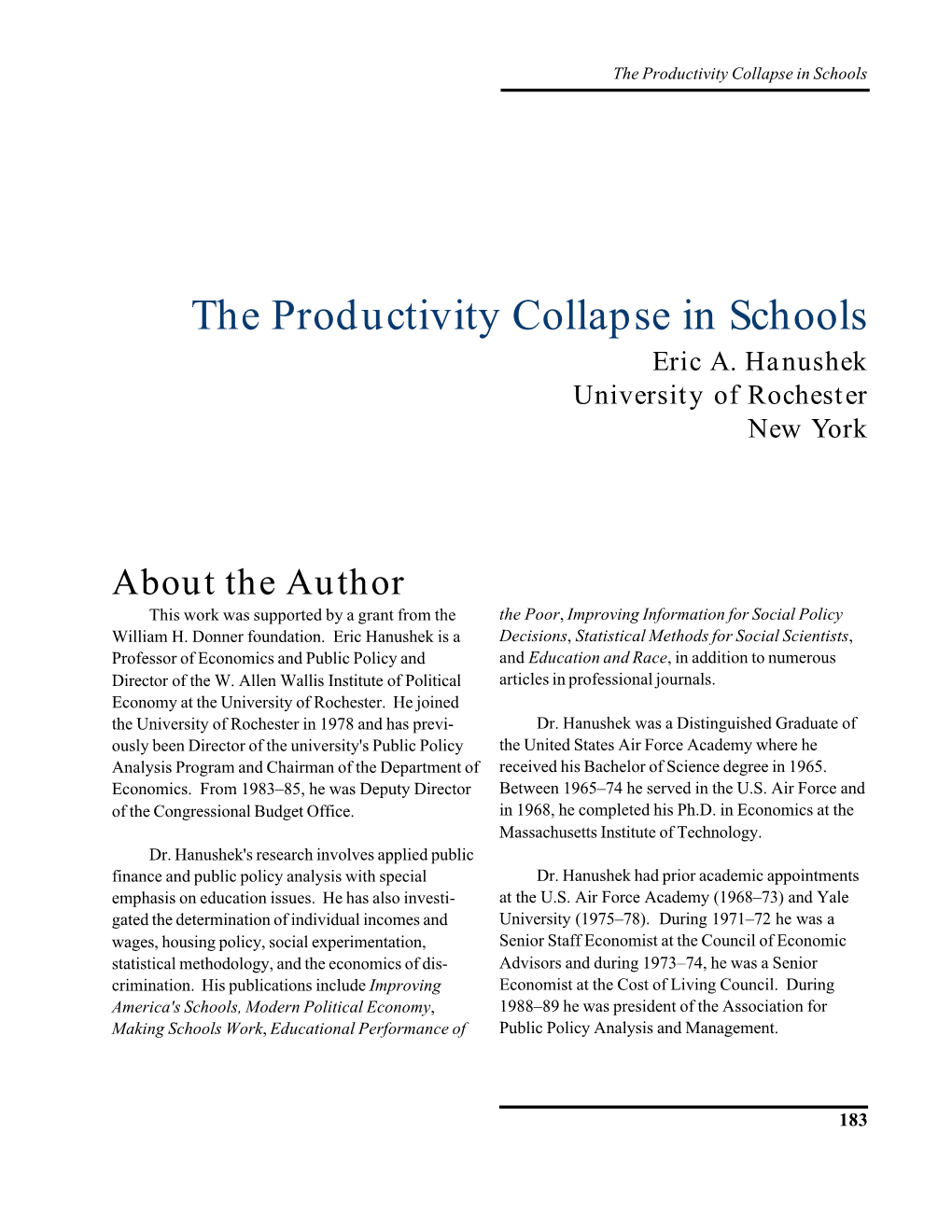 The Productivity Collapse in Schools