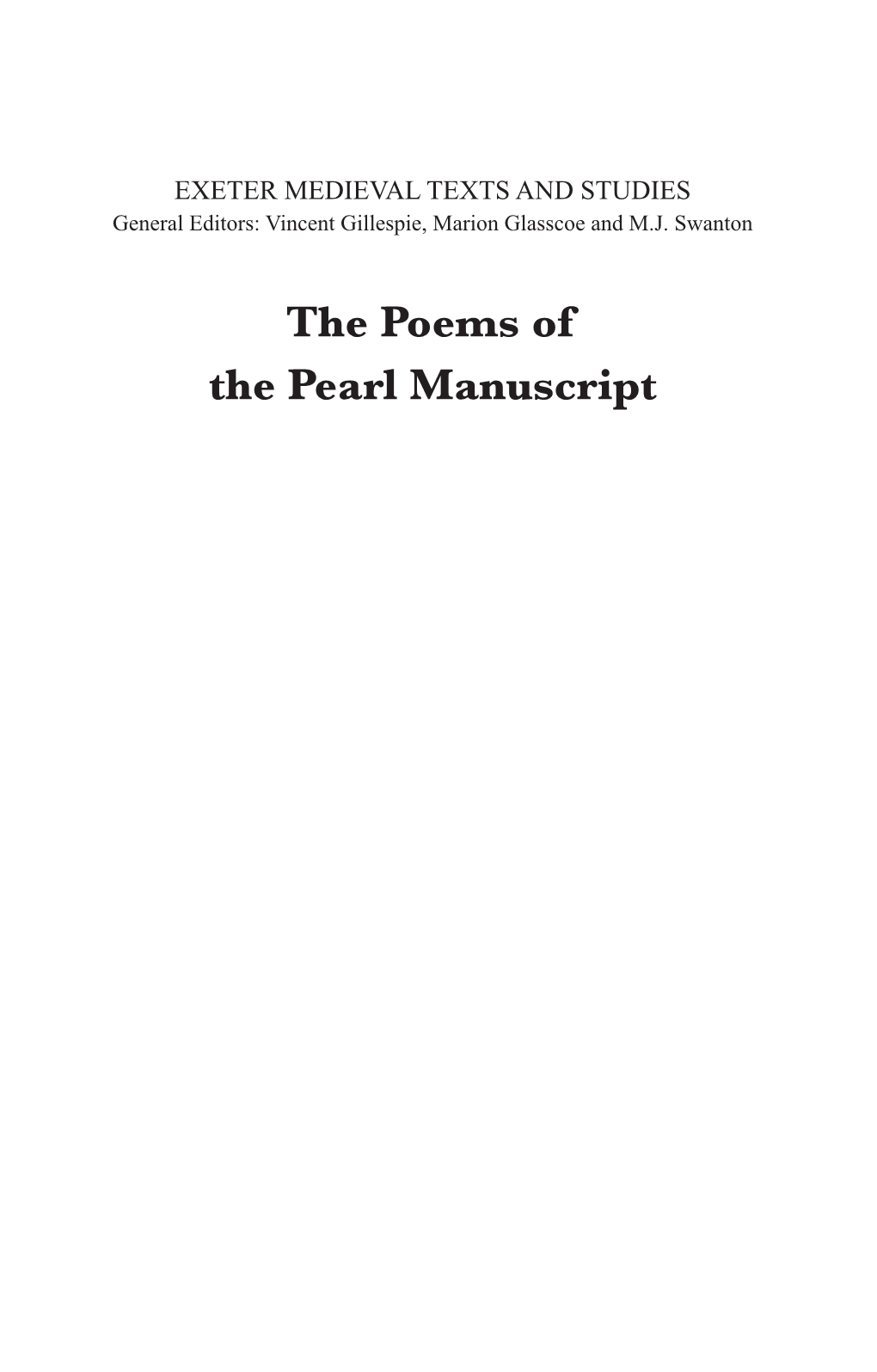 The Poems of the Pearl Manuscript