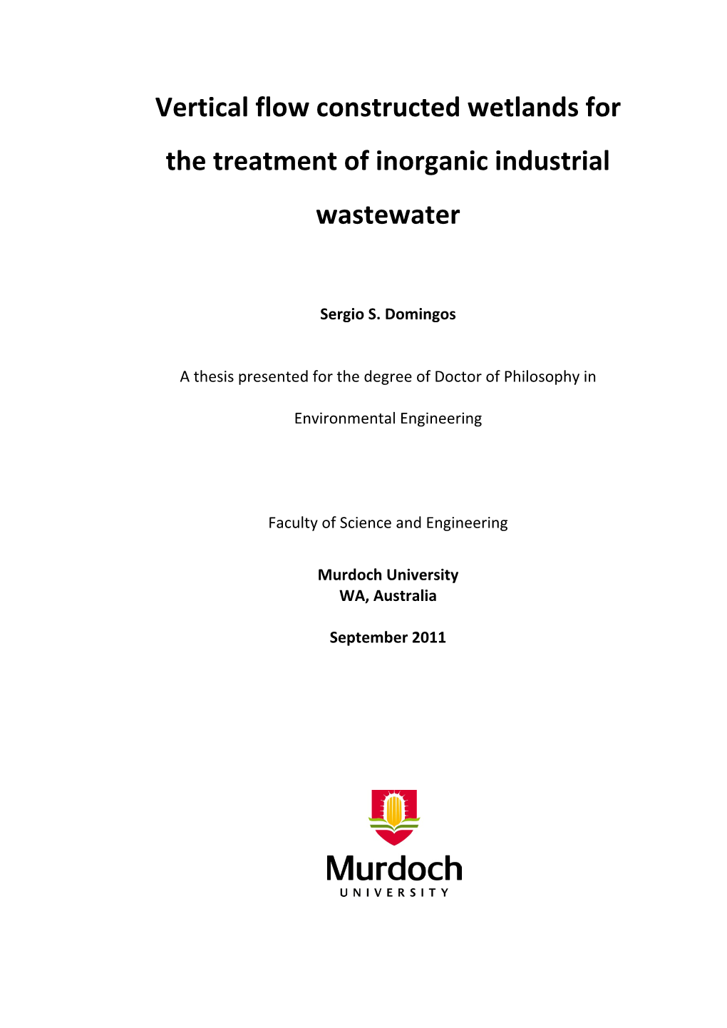 Vertical Flow Constructed Wetlands for the Treatment of Inorganic Industrial Wastewater