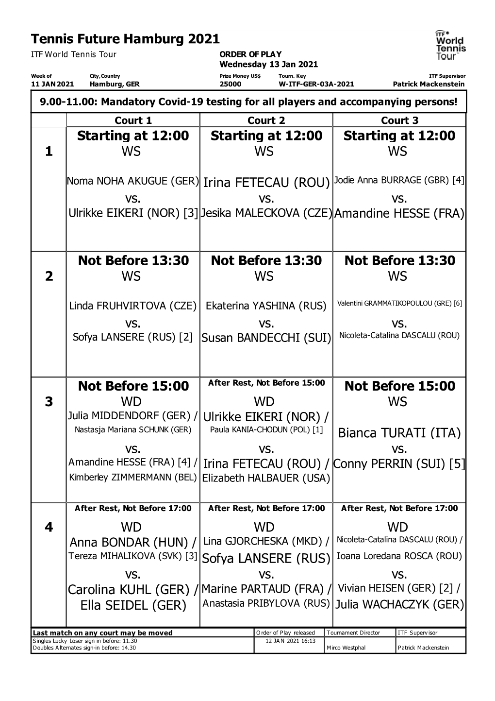 ITF Tournament Planner