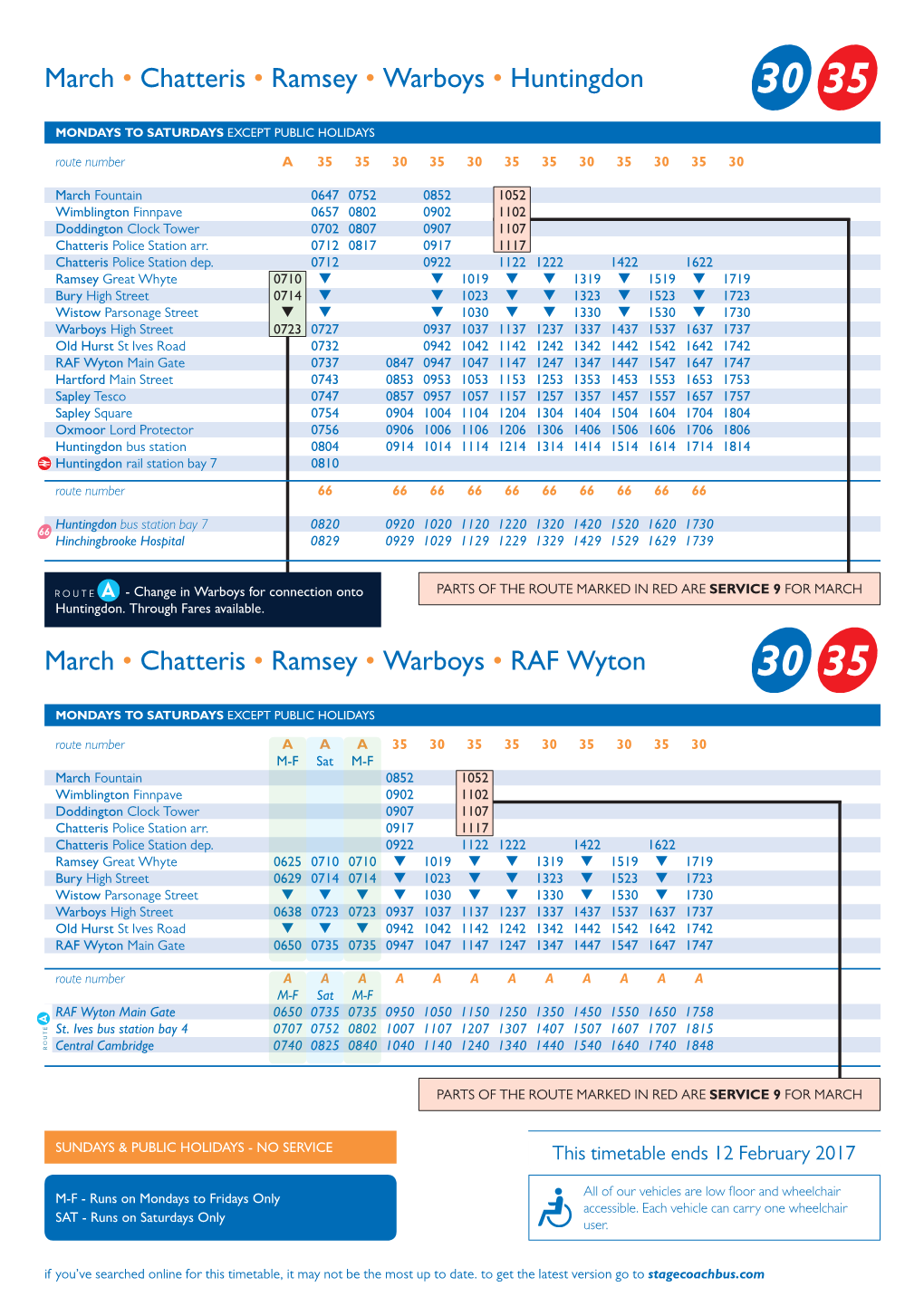 March • Chatteris • Ramsey • Warboys • Huntingdon 30 35