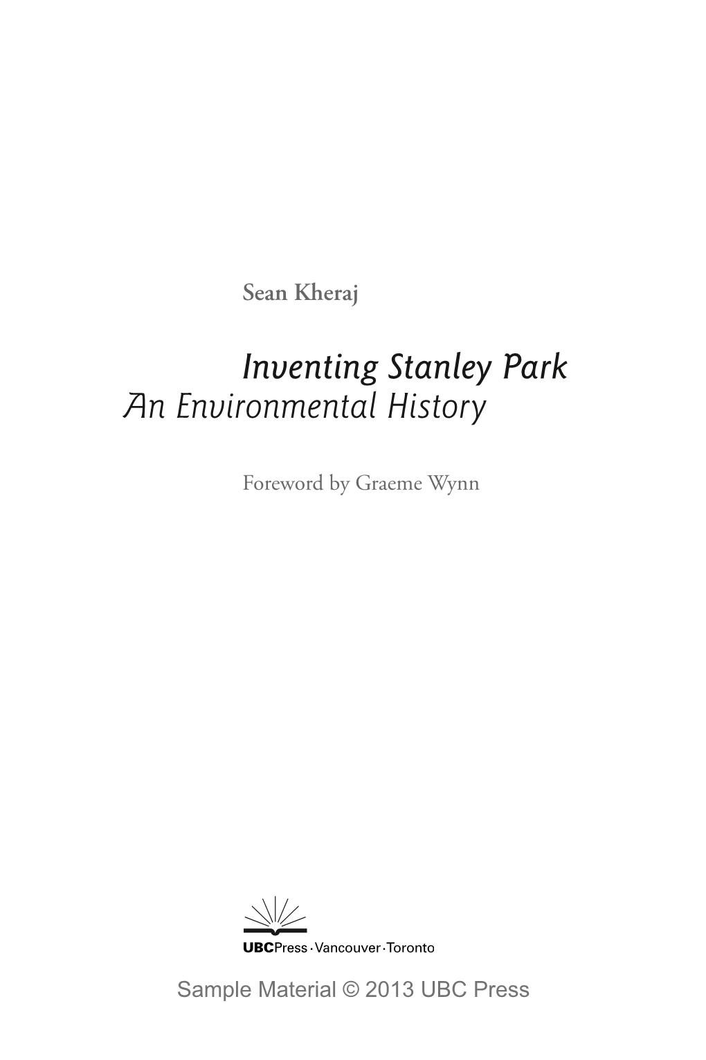 Inventing Stanley Park an Environmental History