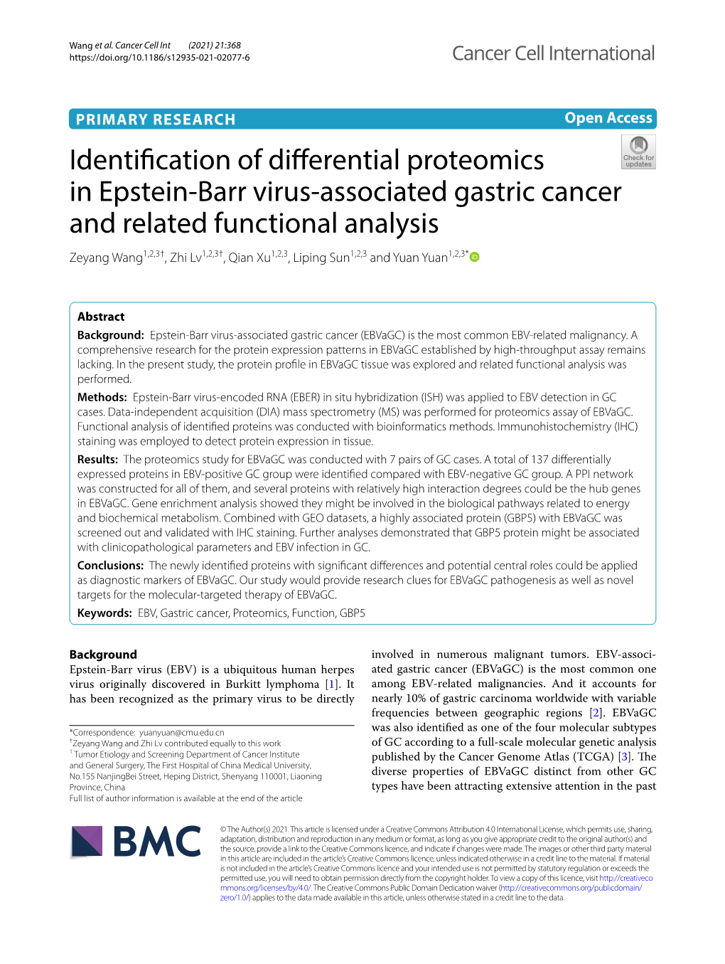 Identification of Differential Proteomics in Epstein-Barr Virus-Associated