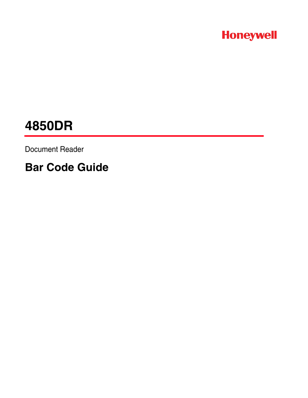 4850DR Document Reader Bar Code Guide