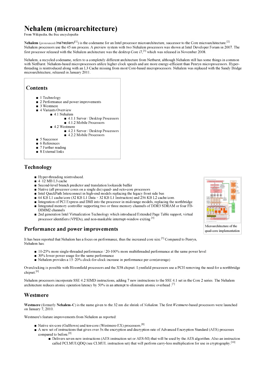 Nehalem (Microarchitecture) from Wikipedia, the Free Encyclopedia