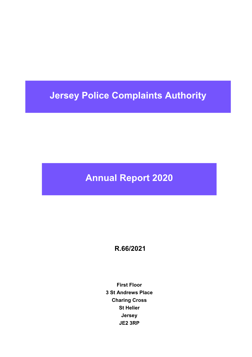 Jersey Police Complaints Authority Annual Report 2020