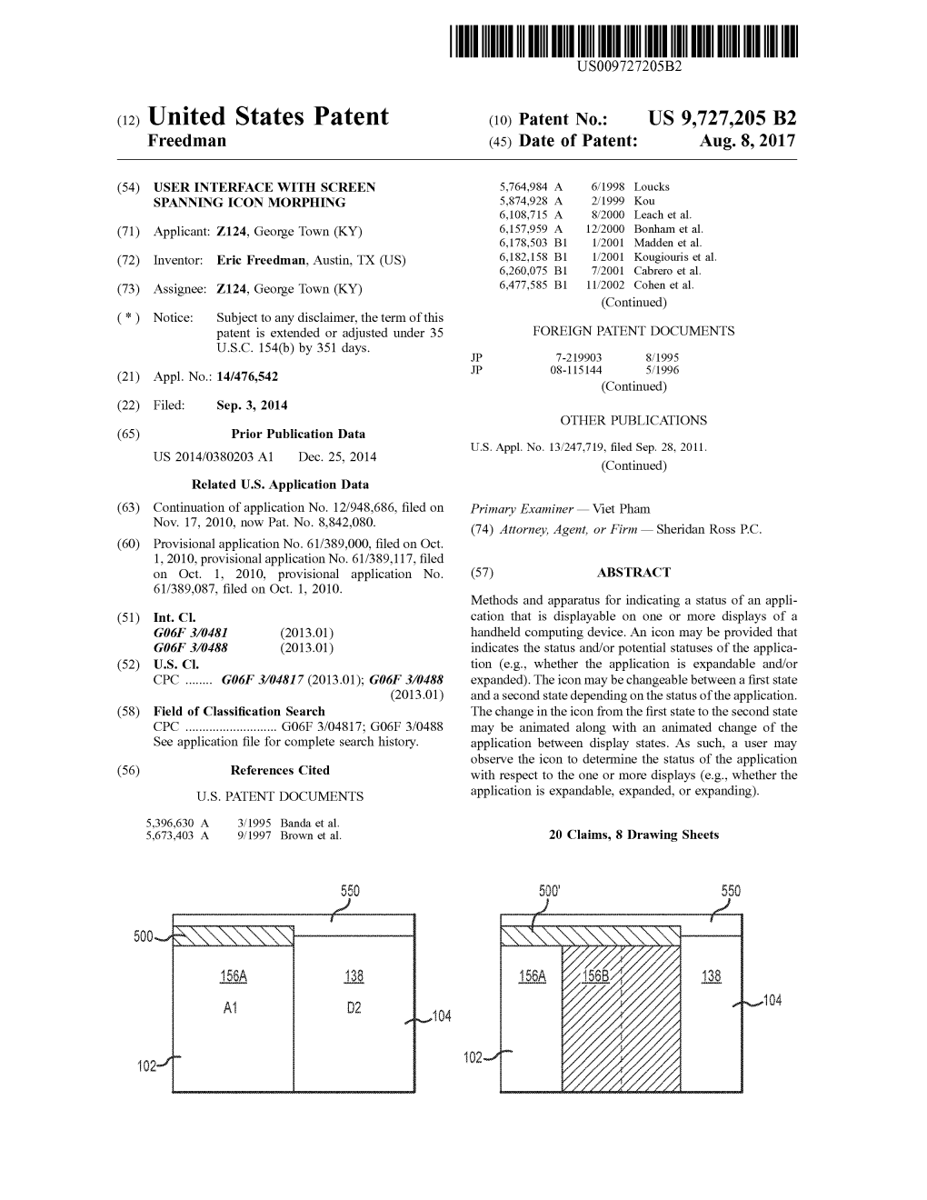 United States Patent (10) Patent No.: US 9,727,205 B2 Freedman (45) Date of Patent: Aug
