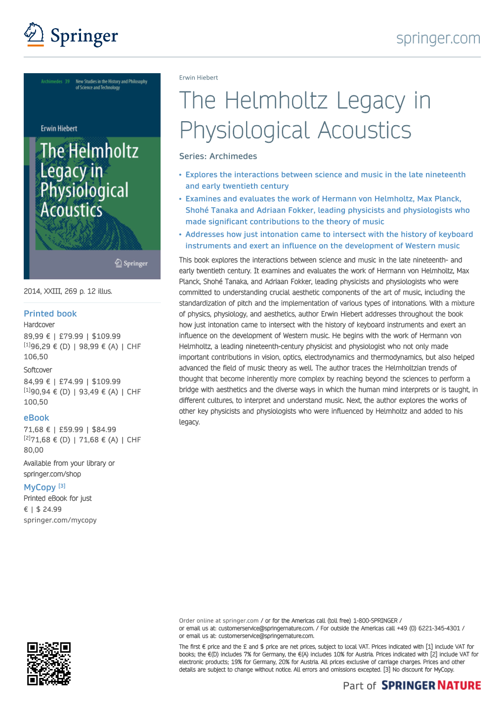 The Helmholtz Legacy in Physiological Acoustics Series: Archimedes