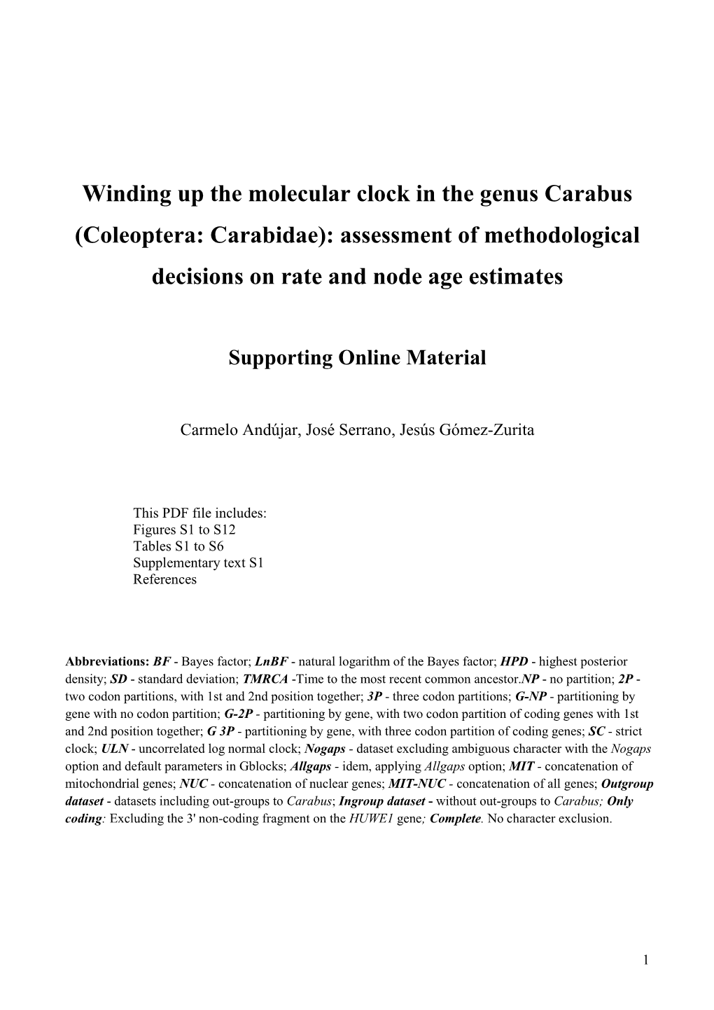 Winding up the Molecular Clock in the Genus Carabus (Coleoptera: Carabidae): Assessment of Methodological Decisions on Rate and Node Age Estimates