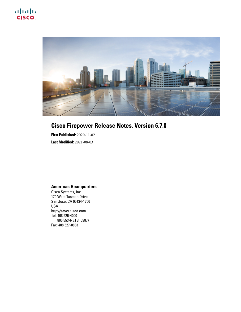 Cisco Firepower Release Notes, Version 6.7.0