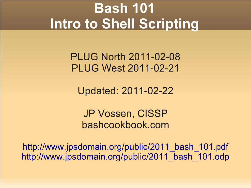 Bash 101: Intro to Shell Scripting