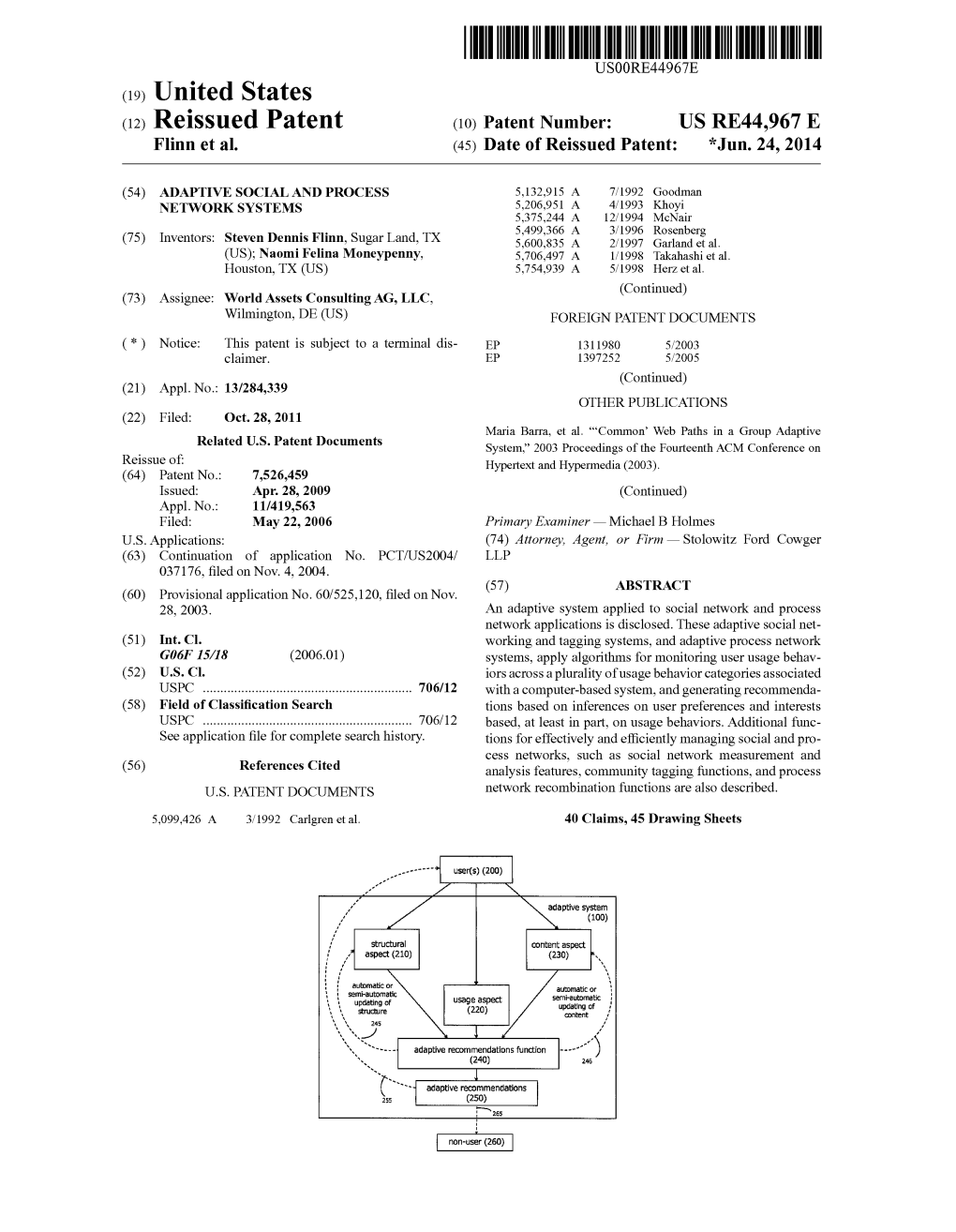 (19) United States (12) Reissued Patent (10) Patent Number: US RE44,967 E Flinn Et Al