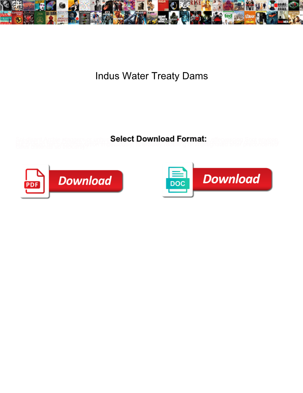 Indus Water Treaty Dams