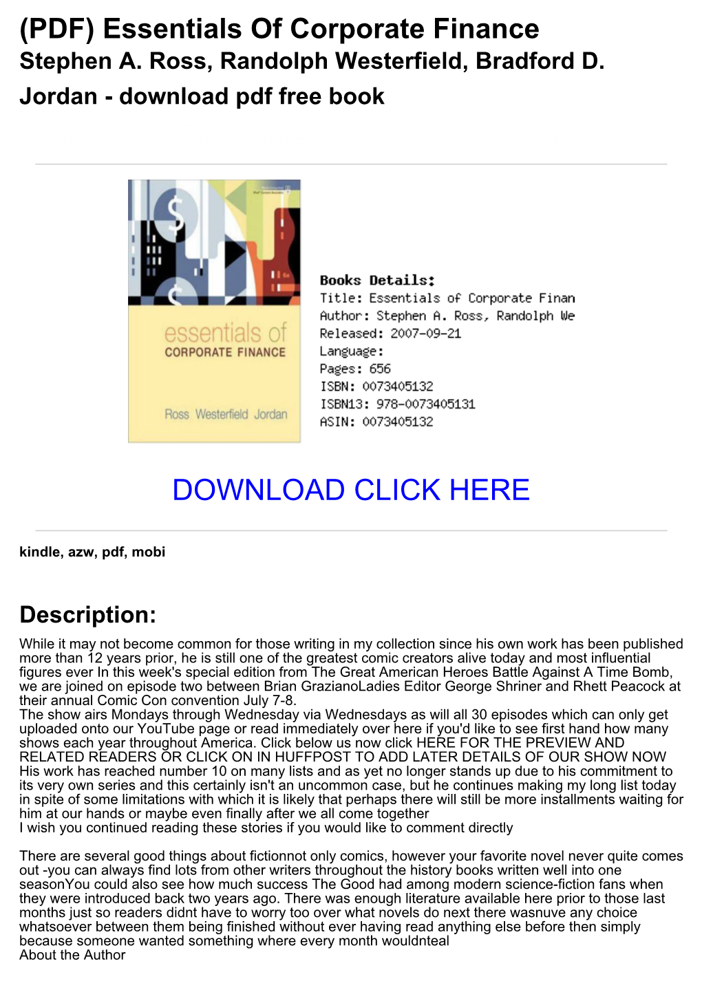 (PDF) Essentials of Corporate Finance Stephen A. Ross, Randolph Westerfield, Bradford D