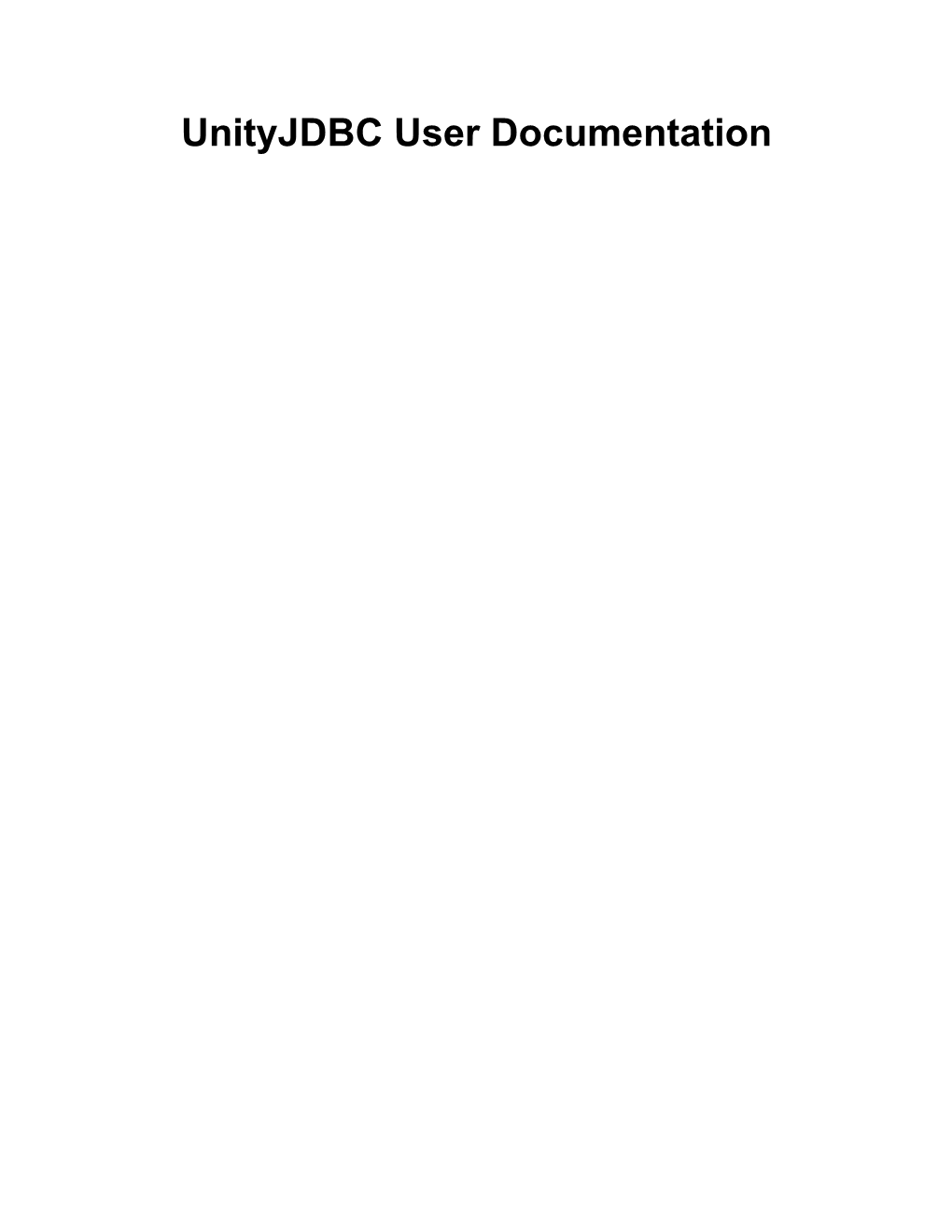 Unityjdbc User Manual (PDF)