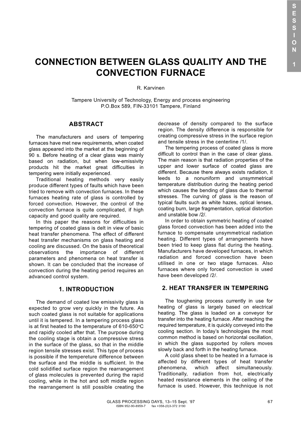 Connection Between Glass Quality and the Convection