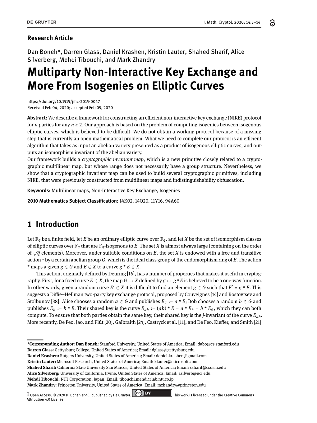 Multiparty Non-Interactive Key Exchange and More From