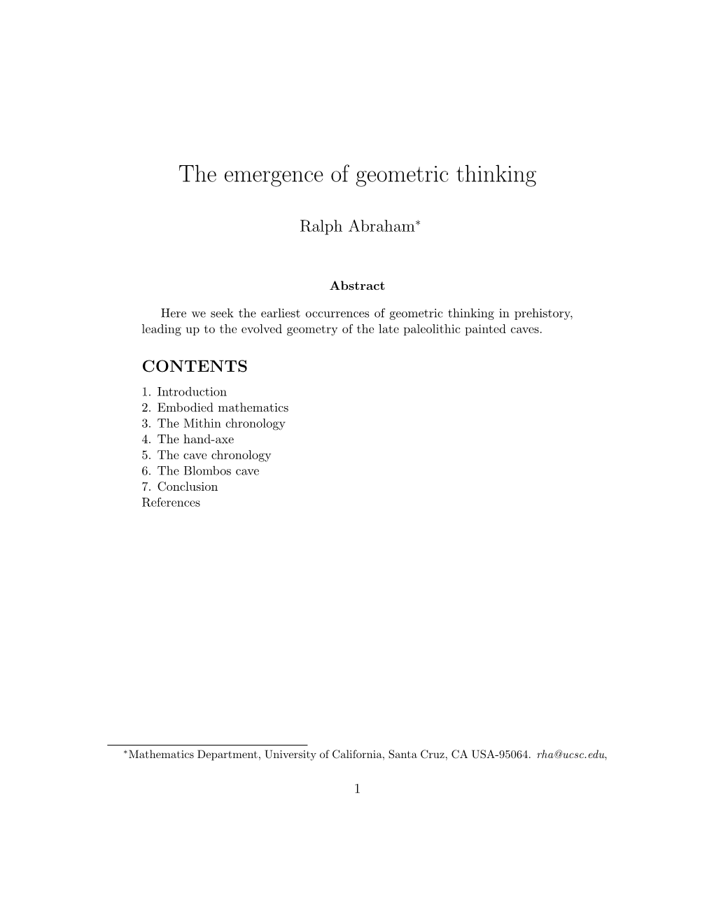The Emergence of Geometric Thinking