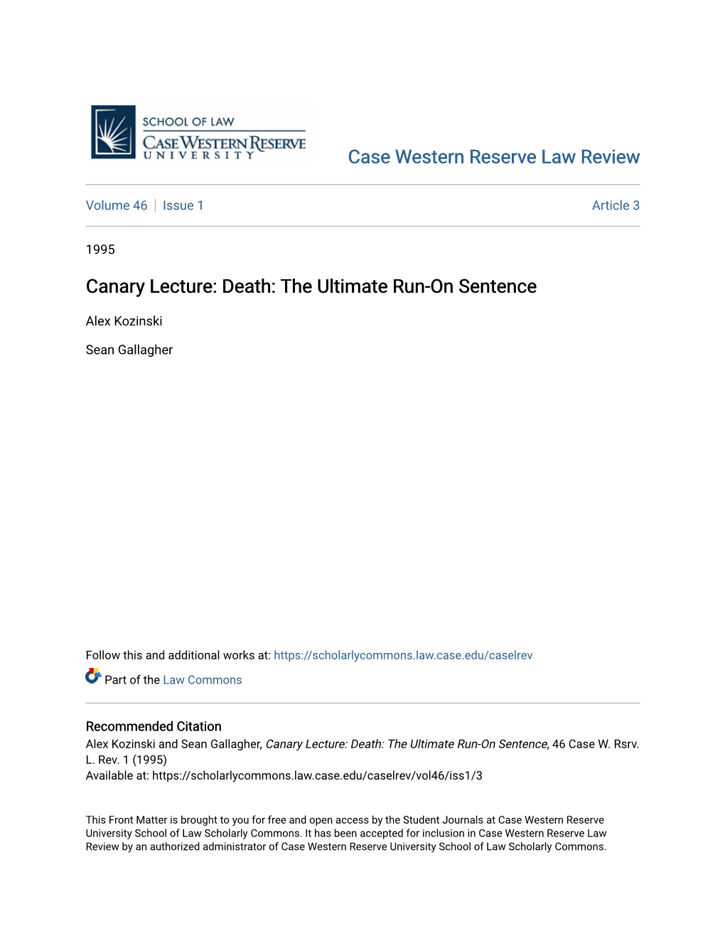 Canary Lecture: Death: the Ultimate Run-On Sentence