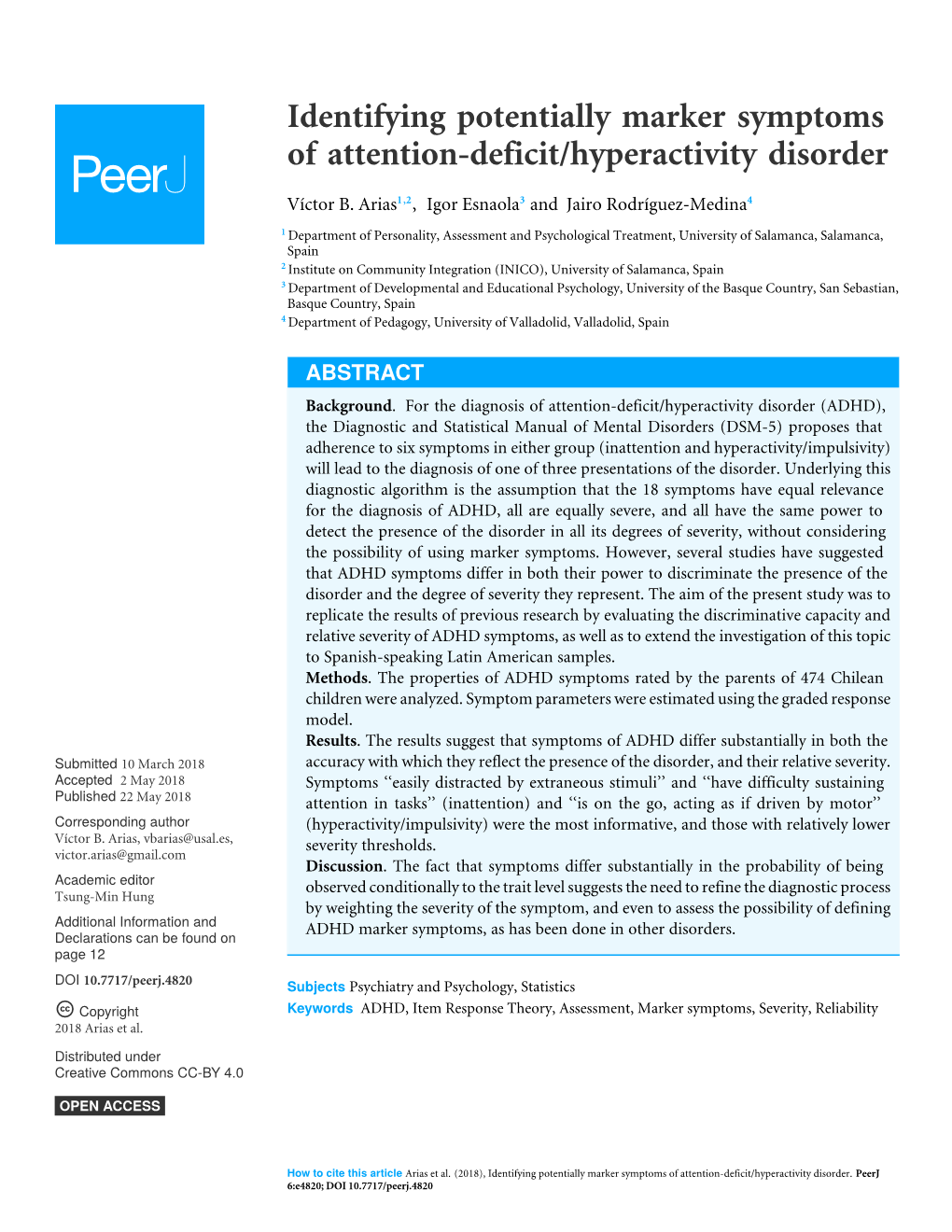 Identifying Potentially Marker Symptoms of Attention-Deficit/Hyperactivity Disorder