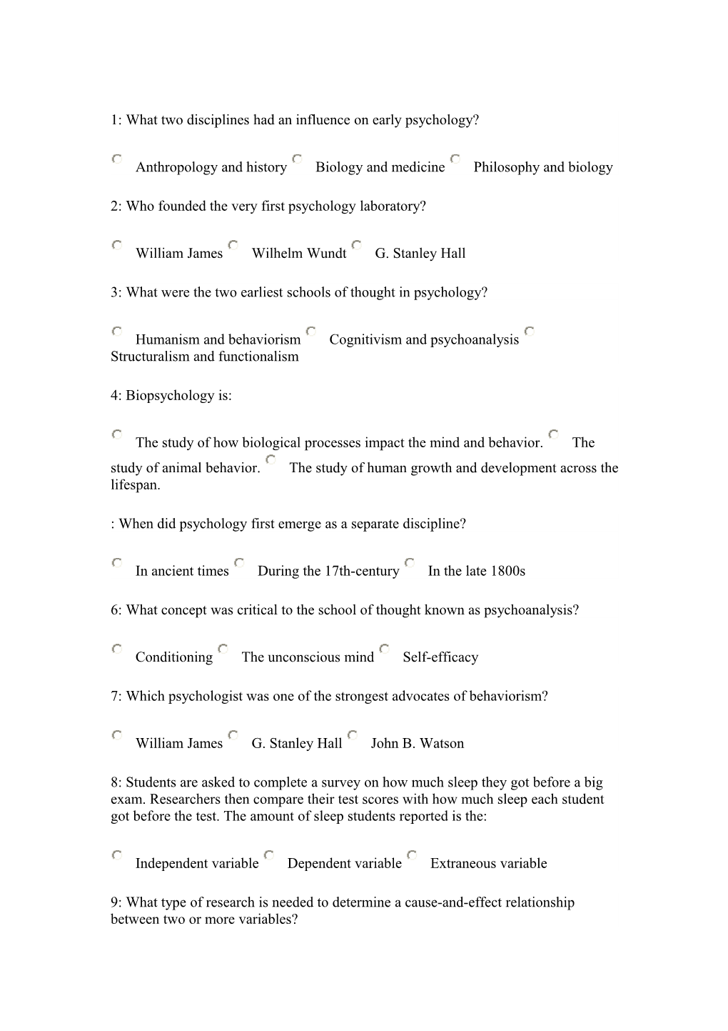 1: What Two Disciplines Had an Influence on Early Psychology?