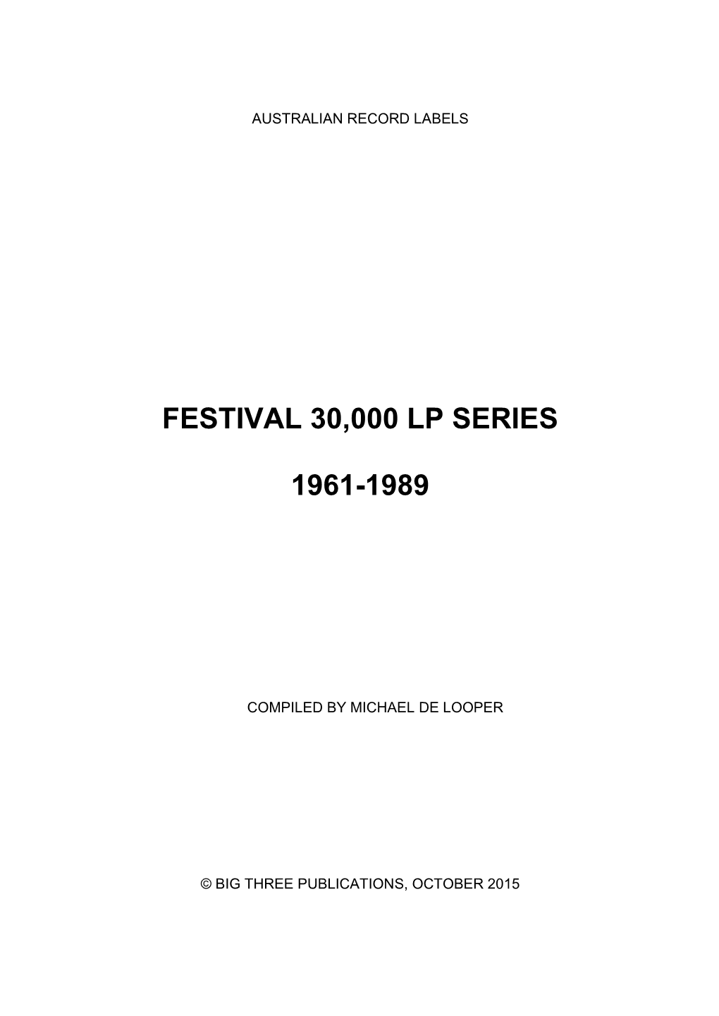 Festival 30000 Lp Series 1961-1989