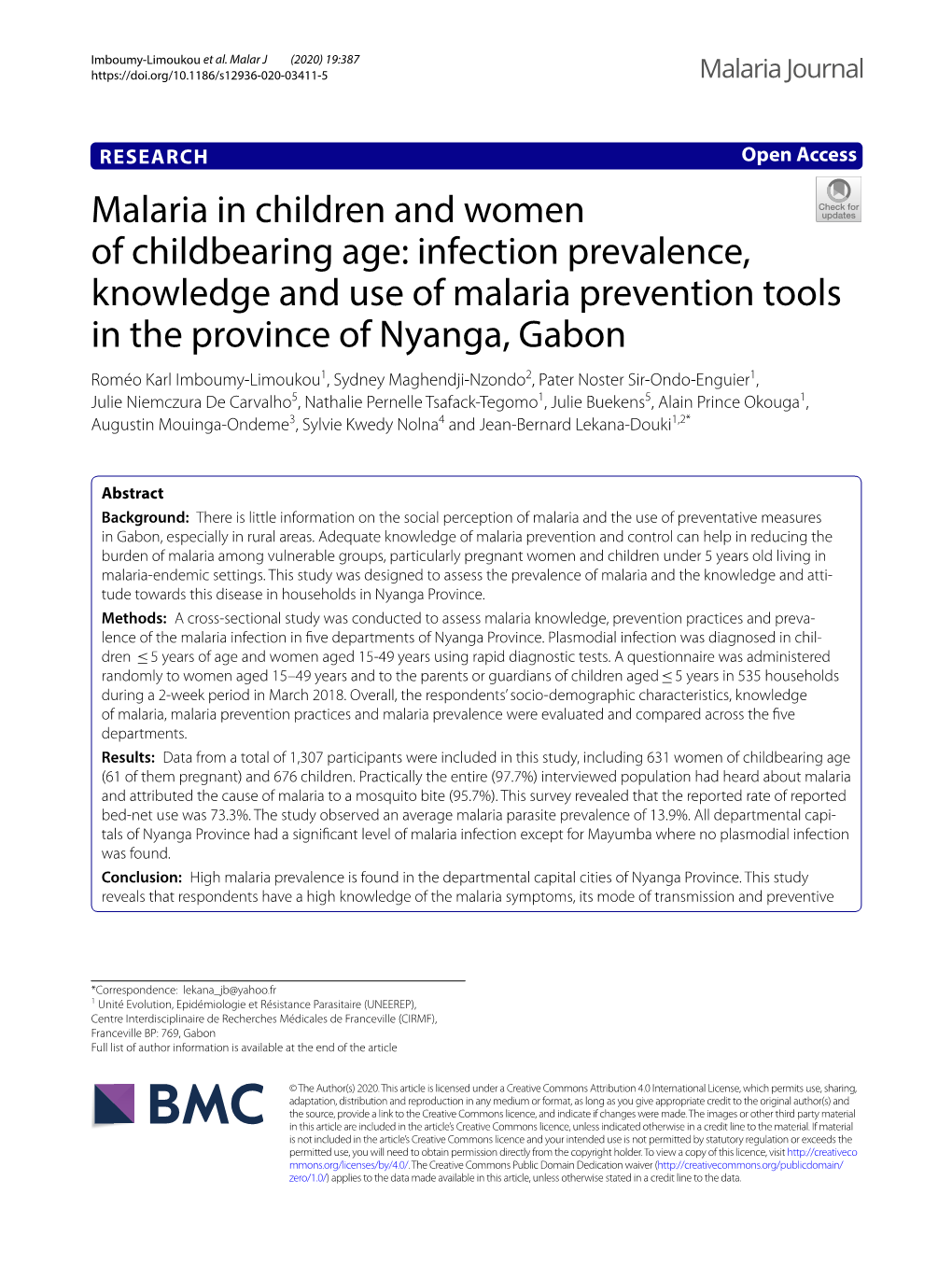 Malaria in Children and Women of Childbearing