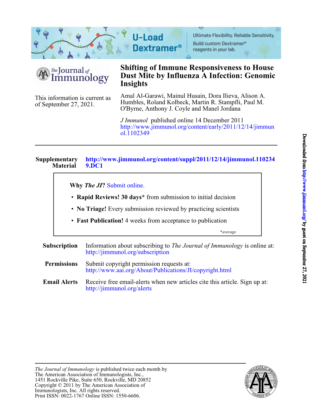 Insights Dust Mite by Influenza a Infection