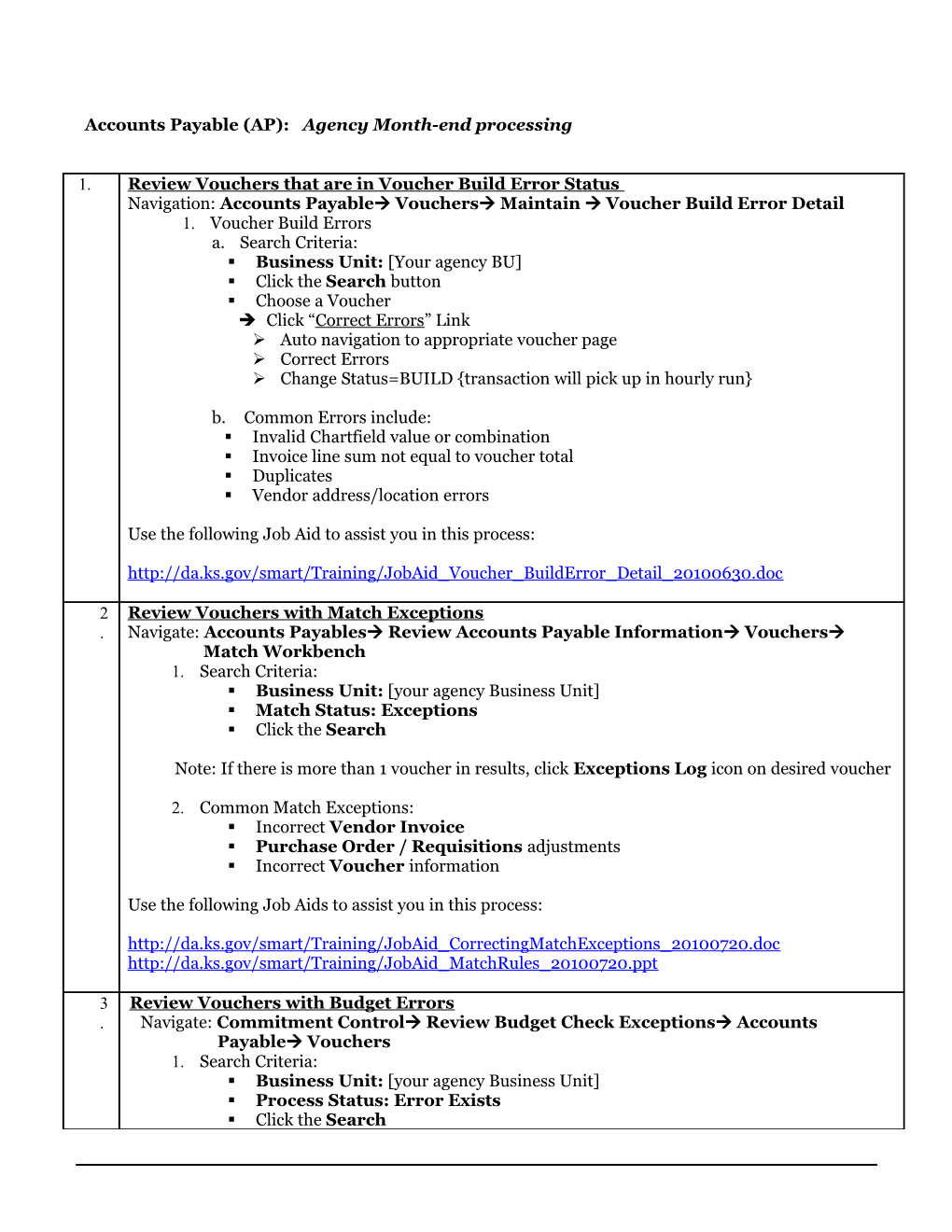 Payables Month End Checklist