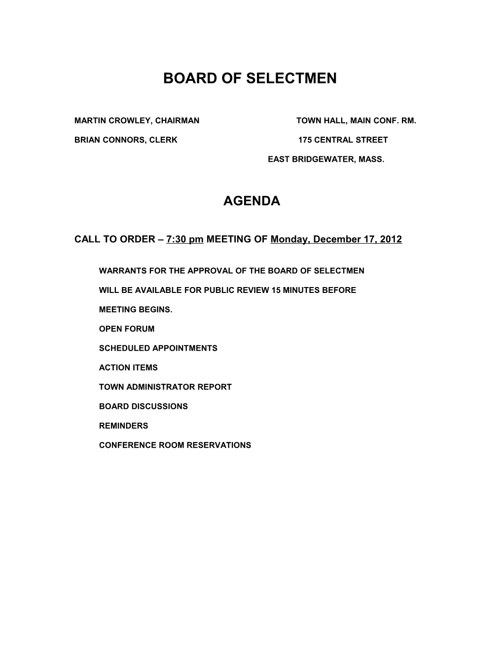 Board of Selectmen