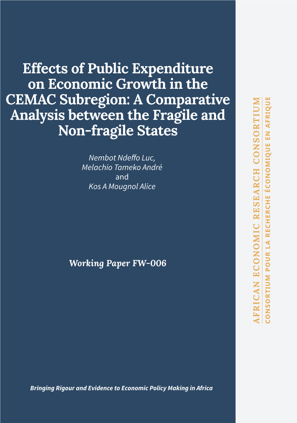 Effects of Public Expenditure on Economic Growth in the CEMAC Subregion: a Comparative Analysis Between the Fragile and Non-Fragile States