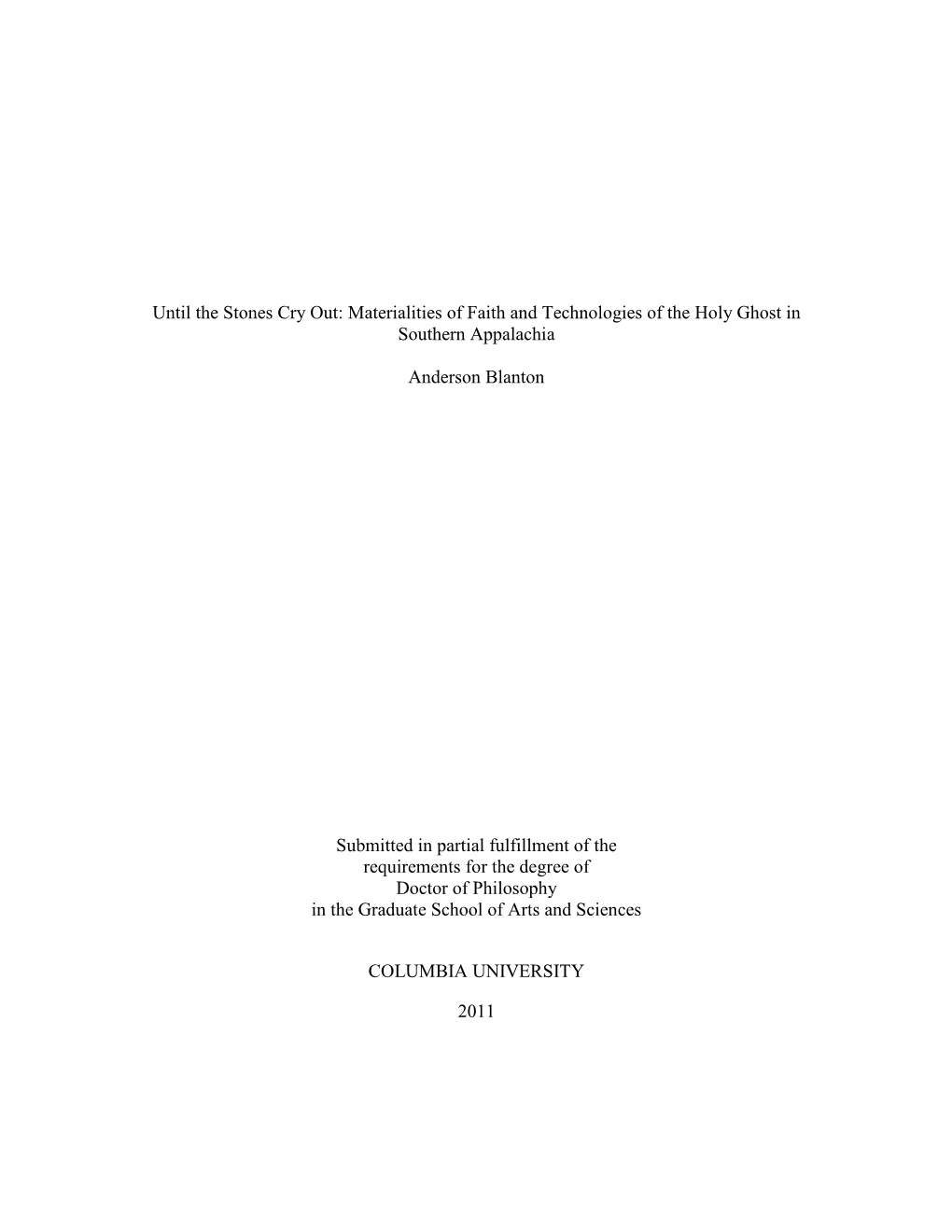 Materialities of Faith and Technologies of the Holy Ghost in Southern Appalachia