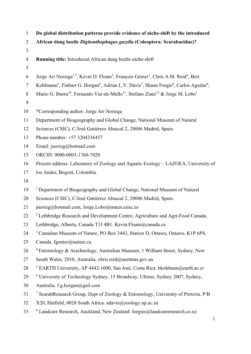 1 Do Global Distribution Patterns Provide Evidence of Niche-Shift By