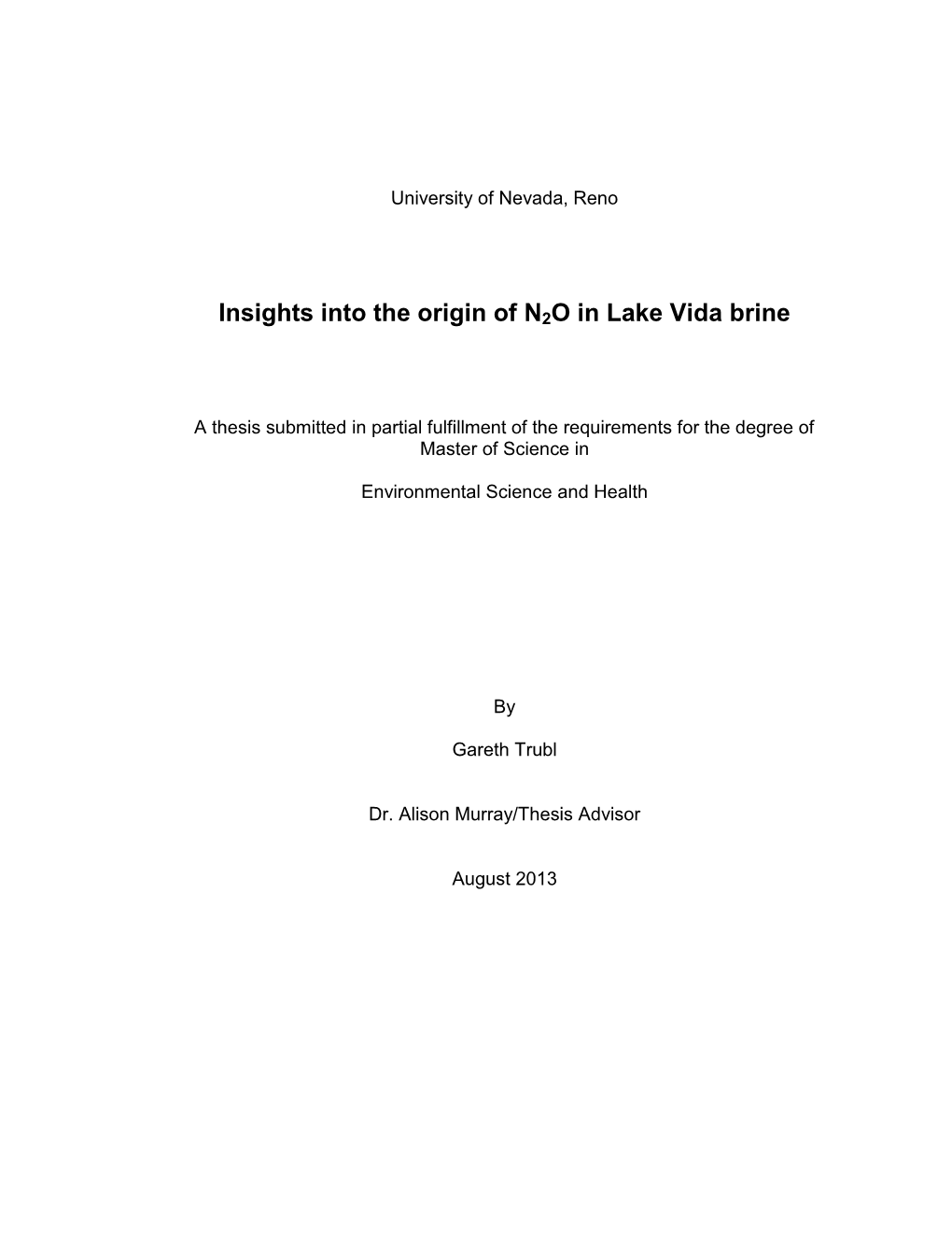 Insights Into the Origin of N2O in Lake Vida Brine